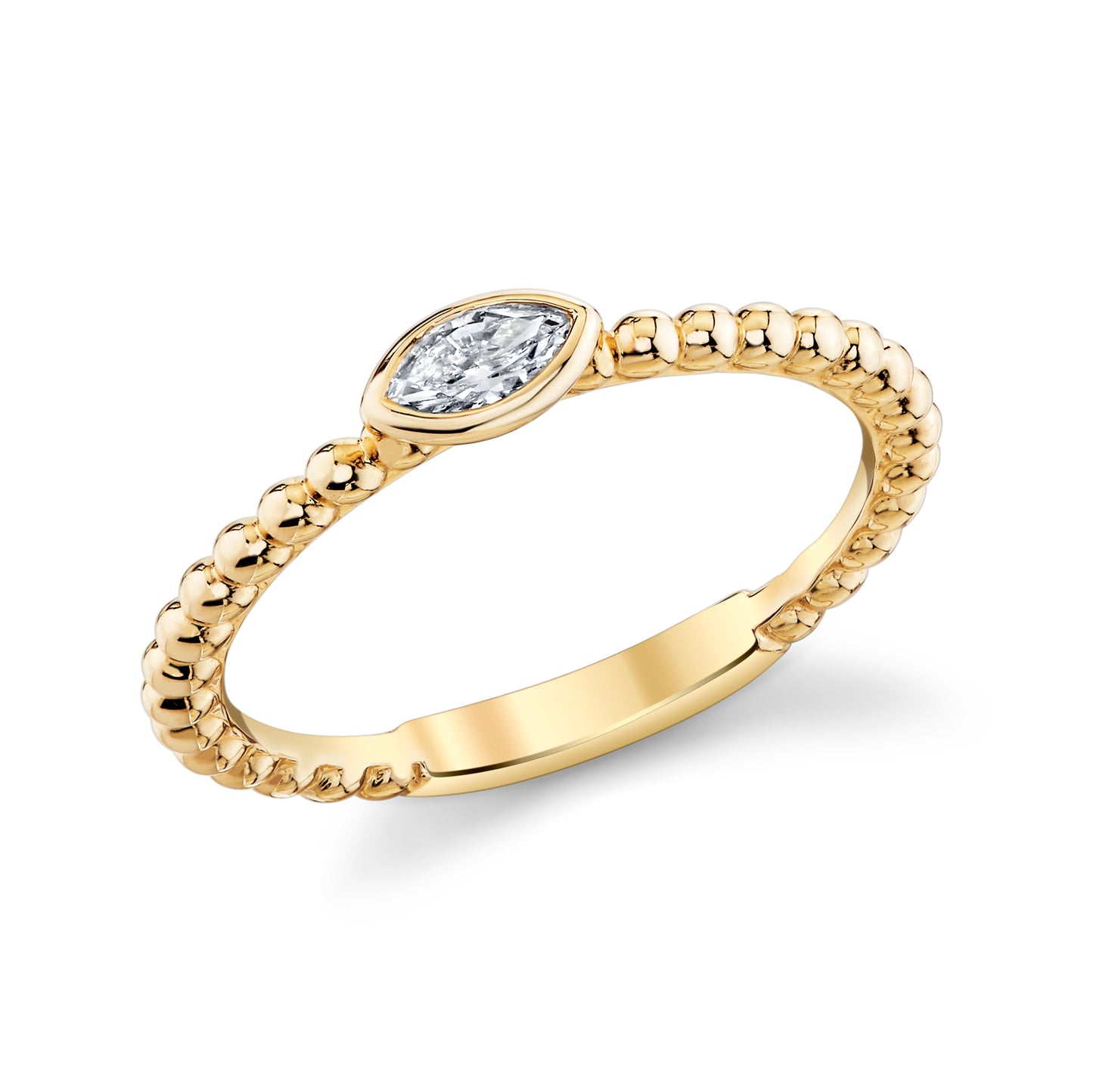 14K Yellow Gold Marquise Bezel Diamond Stackable Ring (.16ctww)