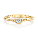 14K Yellow Gold Marquise Bezel Diamond Stackable Ring (.16ctww)