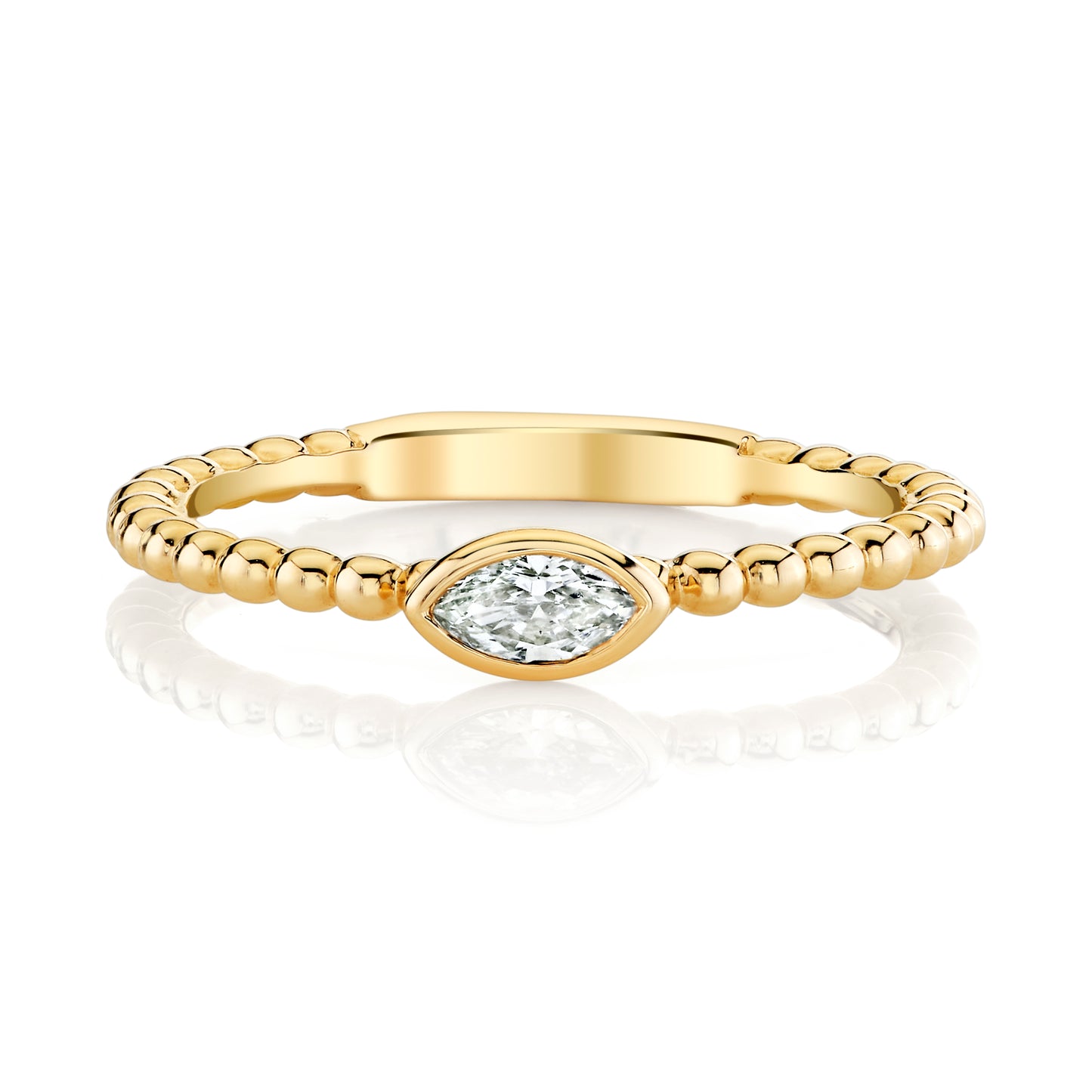 14K Yellow Gold Marquise Bezel Diamond Stackable Ring (.16ctww)