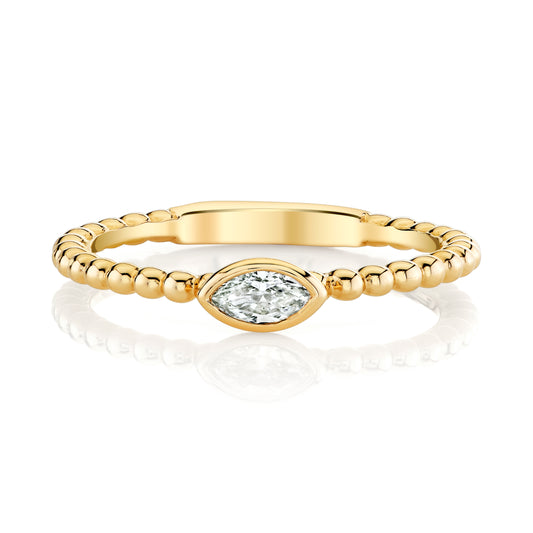 14K Yellow Gold Marquise Bezel Diamond Stackable Ring (.16ctww)