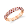 18K Rose Gold Three Row Pink Diamond Pave Ring (1.04ctw)