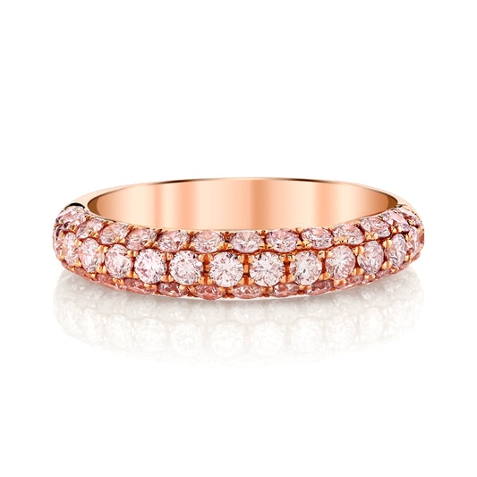 18K Rose Gold Three Row Pink Diamond Pave Ring (1.04ctw)