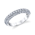 18K White Gold Three Row Pave Diamond Ring (1.03ctw)