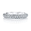 18K White Gold Three Row Pave Diamond Ring (1.03ctw)