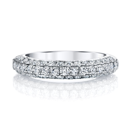 18K White Gold Three Row Pave Diamond Ring (1.03ctw)
