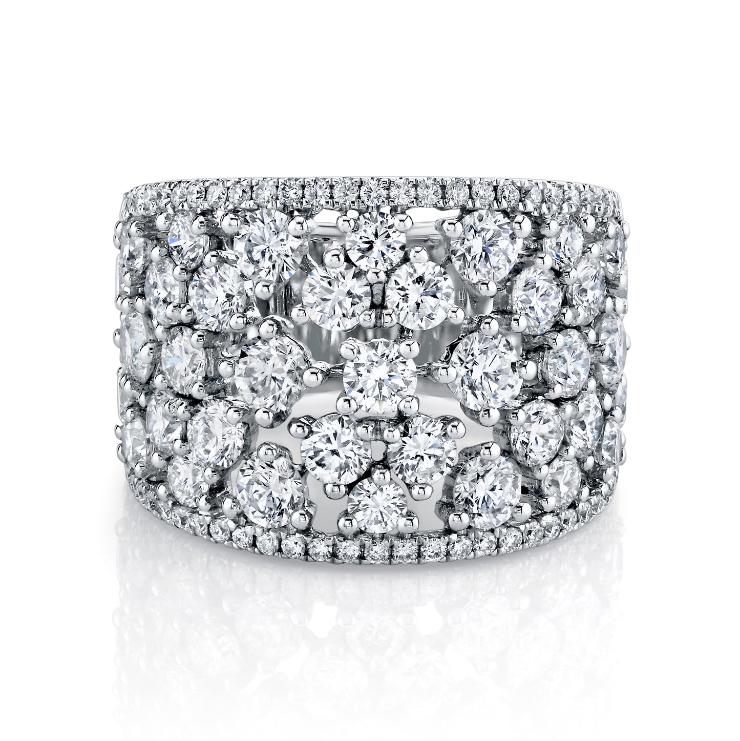 14K White Gold Diamond Wide Fashion Ring (3.75ctw)