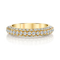 18K Yellow Gold Three Row Pave Diamond Ring (1ctw)