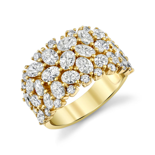 Yellow Gold Oval and Round Diamond Fashion Ring