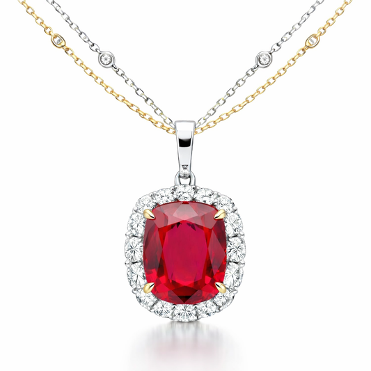 Platinum and Yellow Gold Ruby and Diamond Pendant