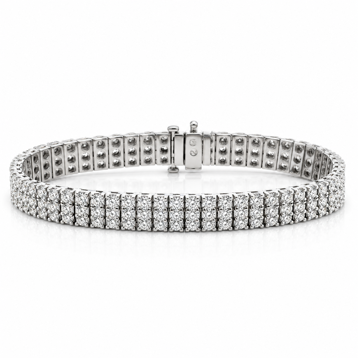 White Gold Three Row Diamond Statement Braceet