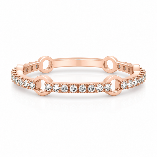 Rose Gold Pave Diamond Micro Link Stackable Ring