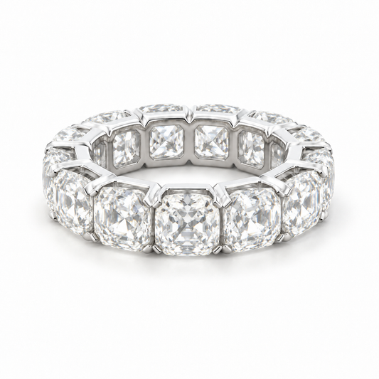 6.99 CTW Cushion Cut Lab Grown Diamond Eternity Band in 18K White Gold