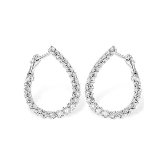 14K White Gold Teardrop Graduated Diamond Hoops (1.47ctw)
