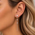 Pearl & Diamond Convertible Chain Drop Earrings