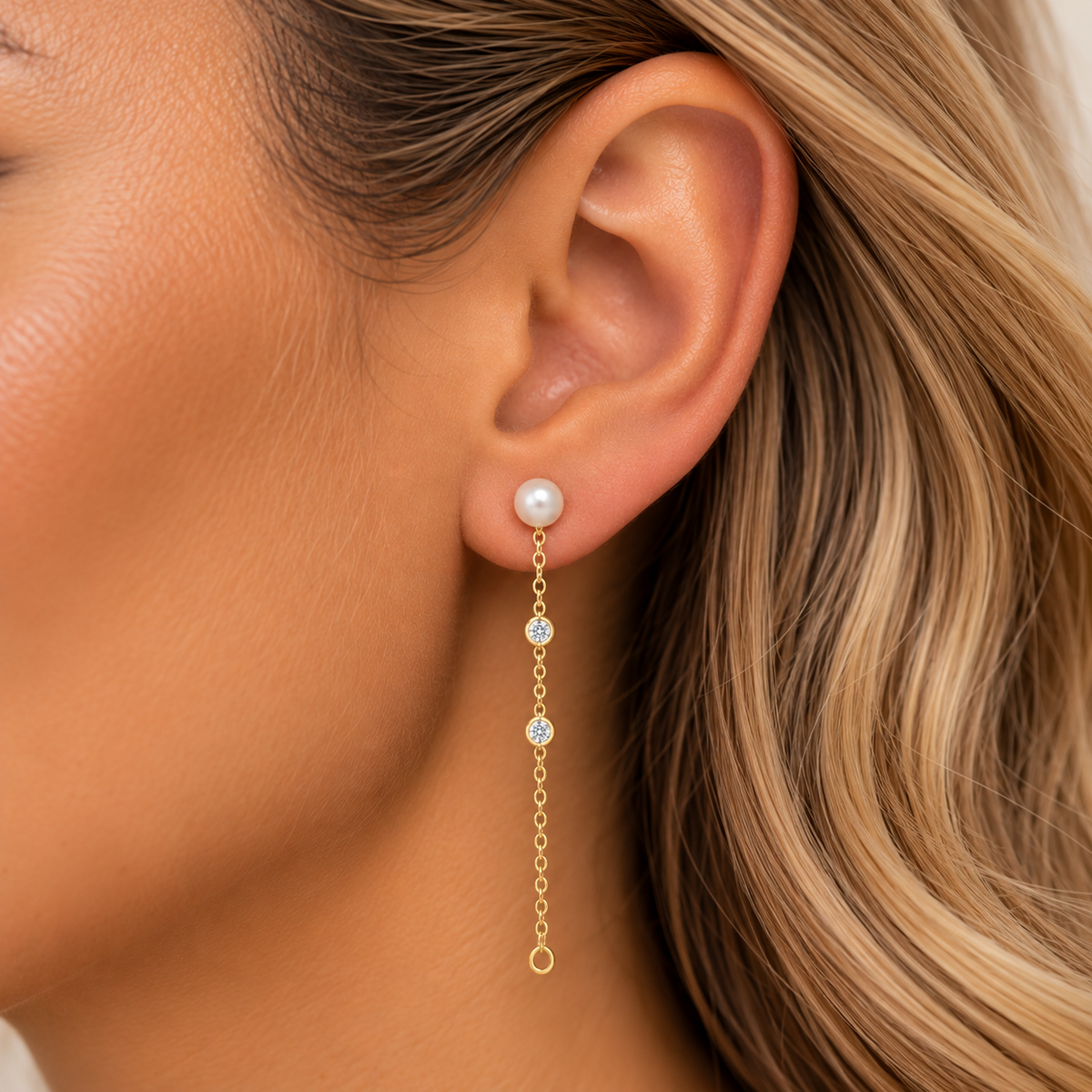 Pearl & Diamond Convertible Chain Drop Earrings