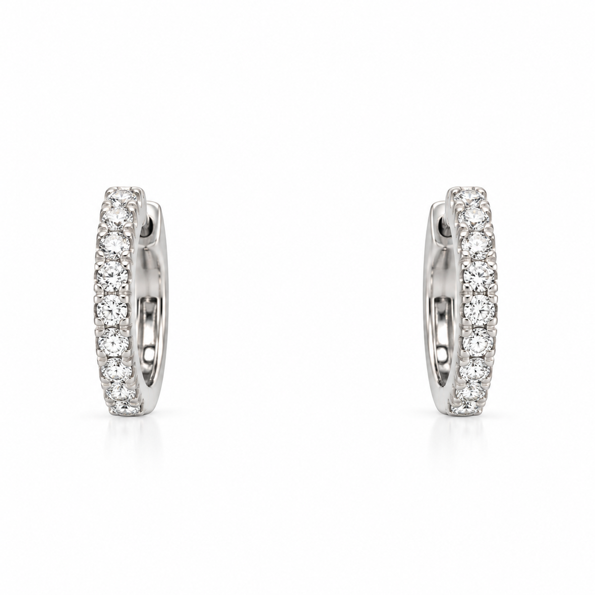 .20ctw White Gold Diamond Huggie Hoop Earrings