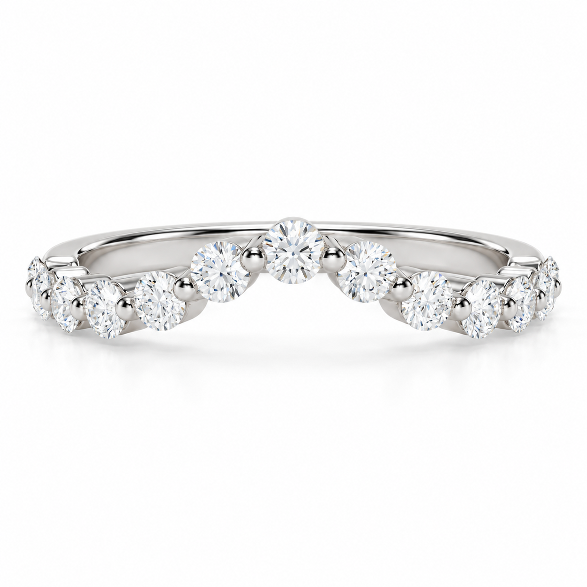 1.00ctw Floating Diamond Chevron Wedding Band in 14K White Gold