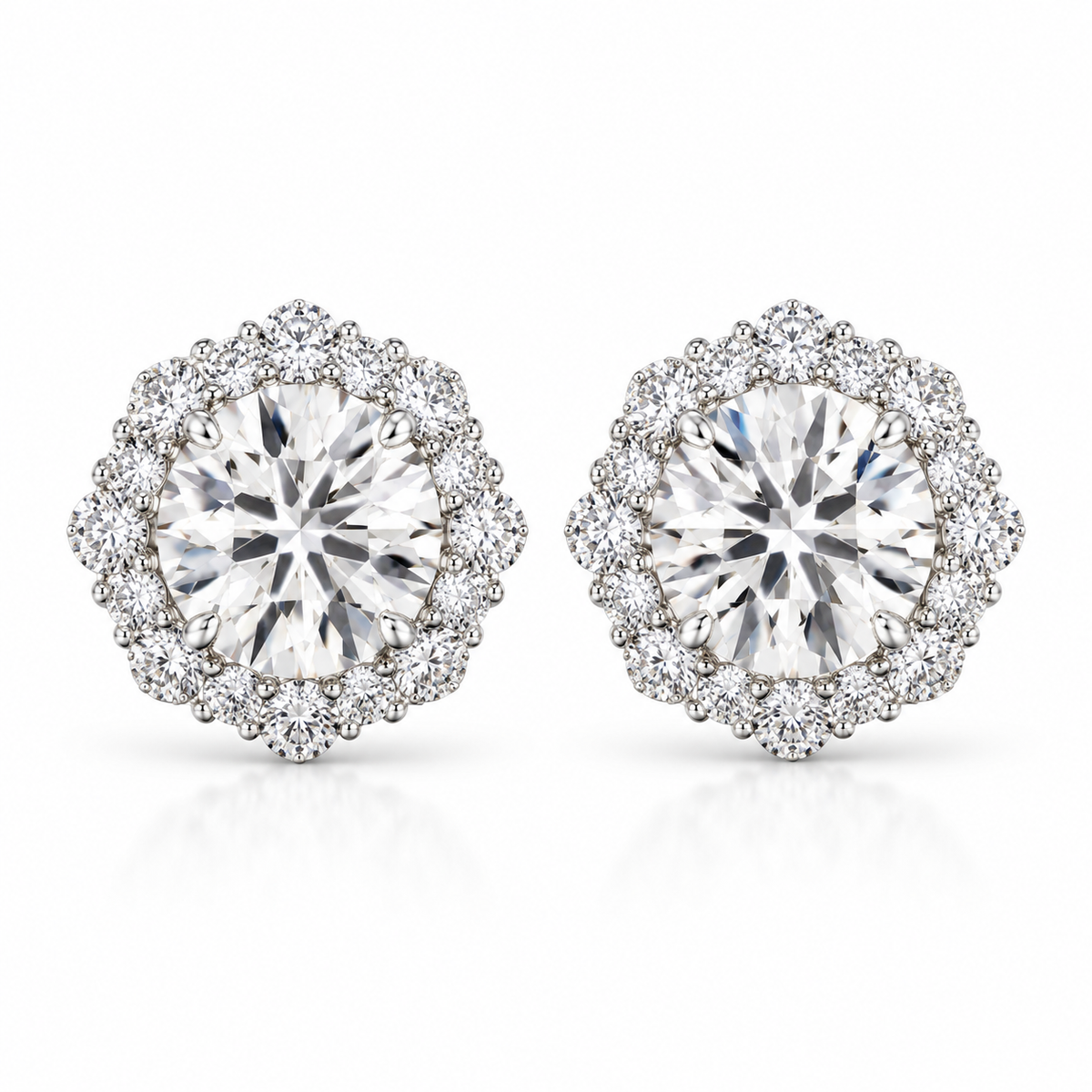 1.21ctw Round Diamond Halo Stud Earrings