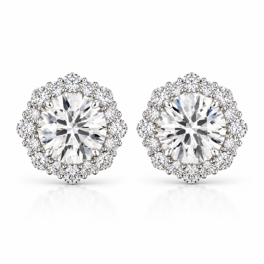 1.21ctw Round Diamond Halo Stud Earrings