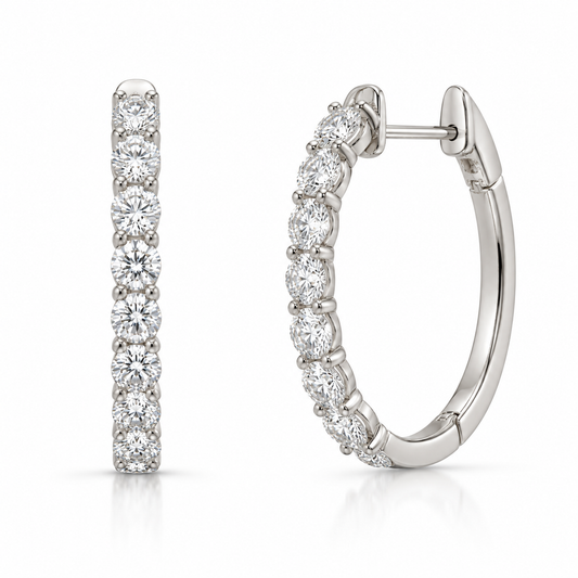 1.65ctw Shared Prong Diamond Hoop Earrings