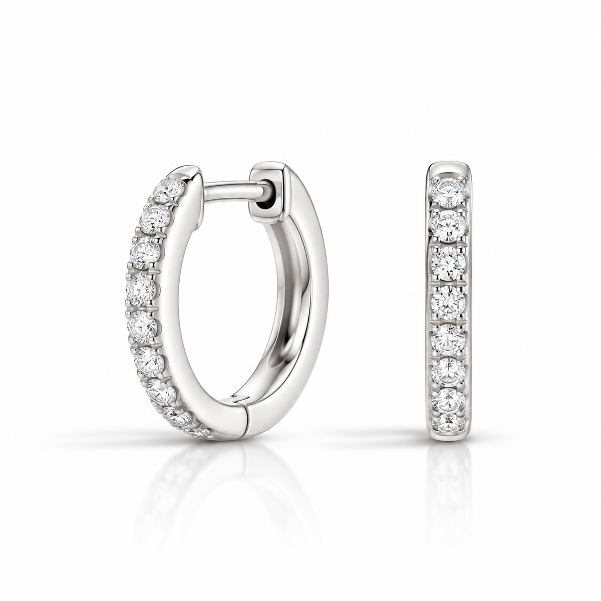 .10ctw White Gold Diamond Huggie Hoop Earrings