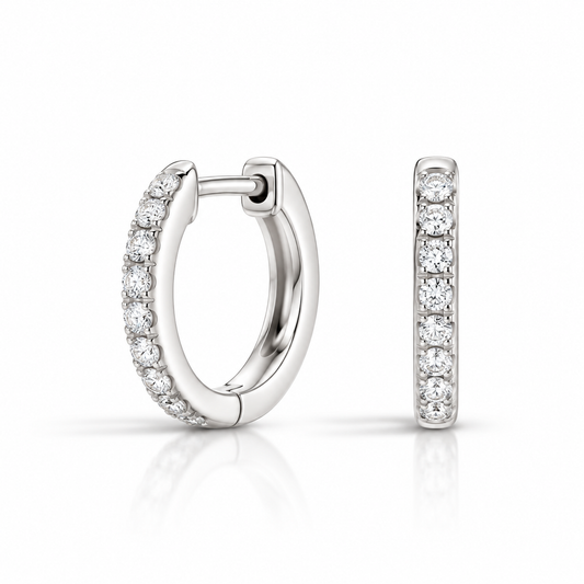 .10ctw White Gold Diamond Huggie Hoop Earrings