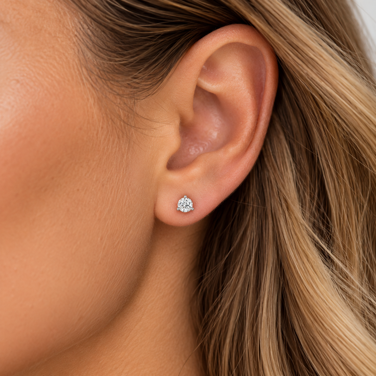 .38ctw Three-Prong Martini Diamond Stud Earrings