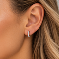 .10ctw White Gold Diamond Huggie Hoop Earrings