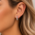 .20ctw White Gold Diamond Huggie Hoop Earrings