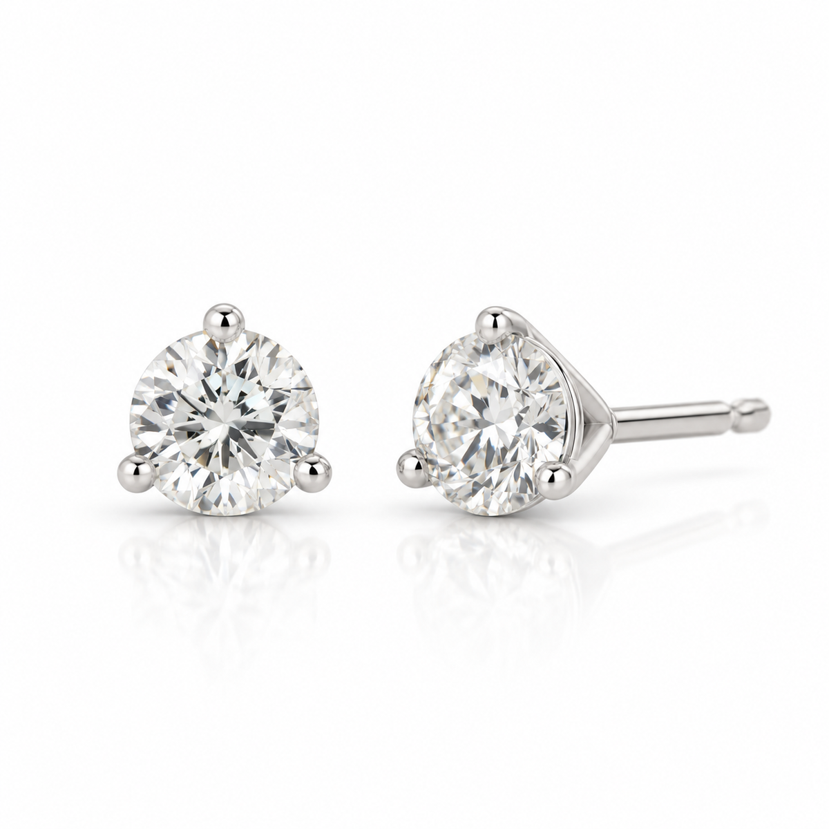 .38ctw Three-Prong Martini Diamond Stud Earrings