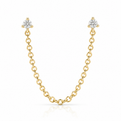 .04ctw Yellow Gold Double Piercing Diamond Chain Earring