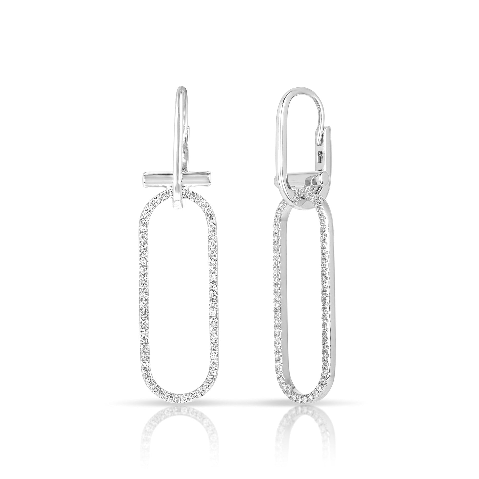 14K White Gold Convertible Paperclip Dangle Earrings (.31ctw)