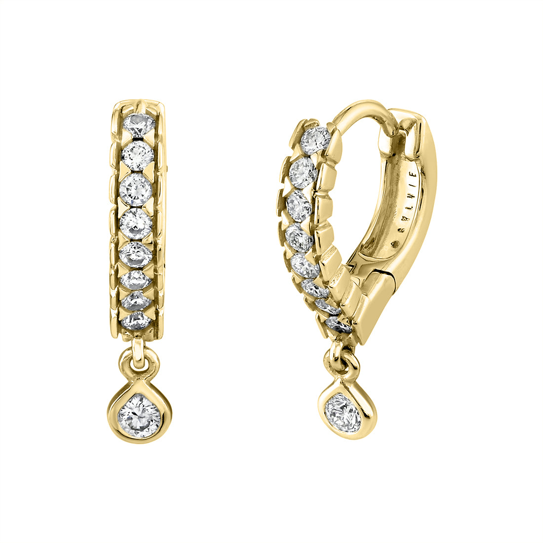14K Shell Héritage Bezel Shell Diamond Drop Earrings