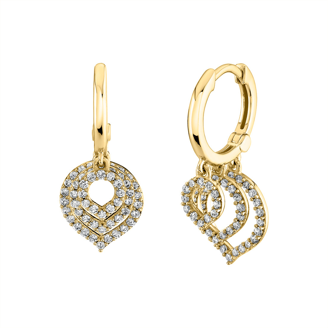 14K Shell Héritage Shell Trio Dangle Diamond Earrings