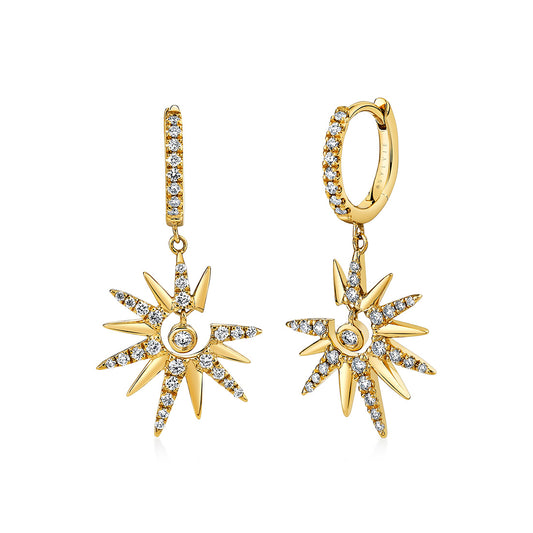 14K Solaz Sun Rays Diamond Drop Earrings
