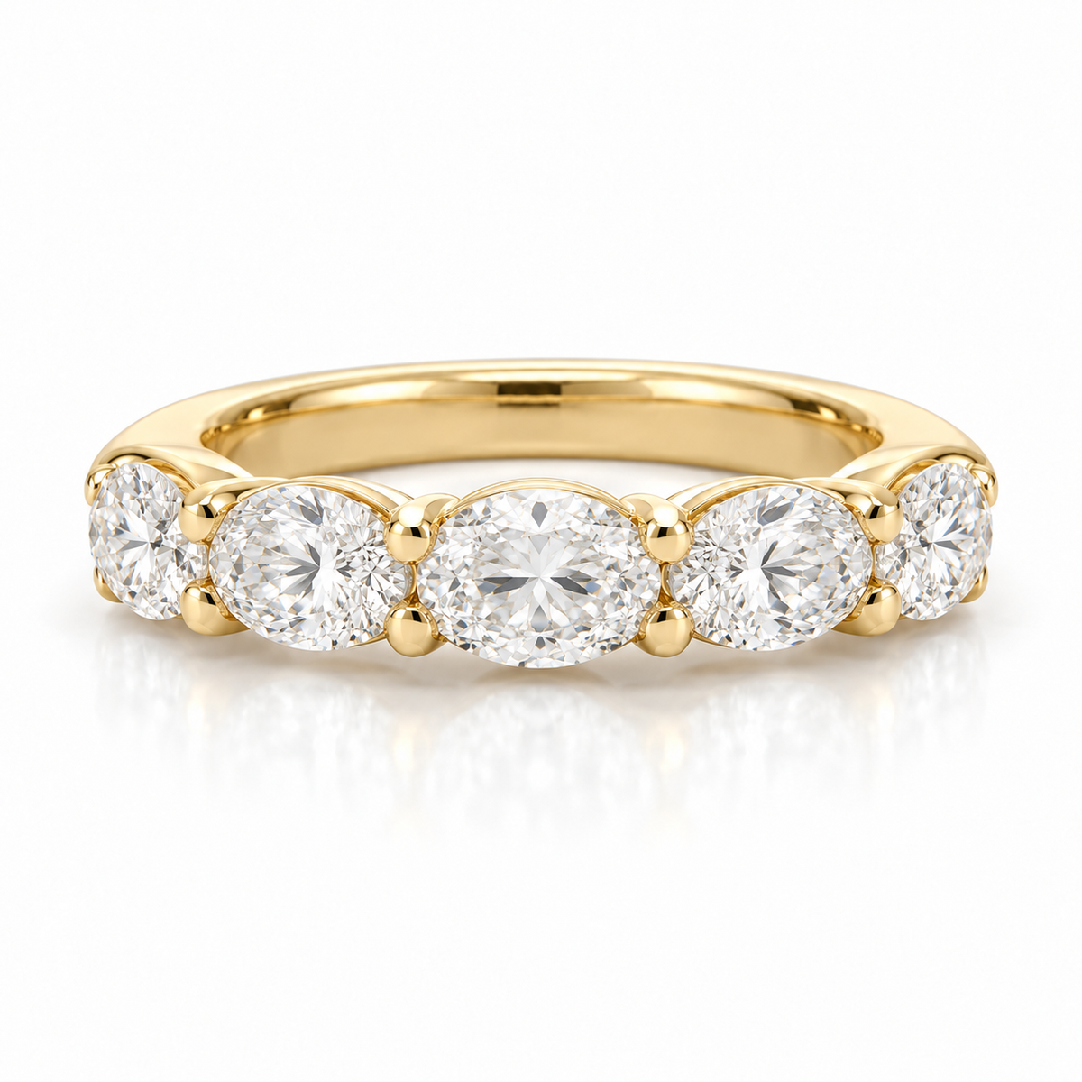 2.87ctw Oval Lab-Grown Diamond Half Anniversary Band in 14K Yellow Gold