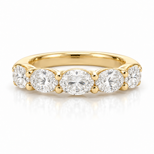 2.87ctw Oval Lab-Grown Diamond Half Anniversary Band in 14K Yellow Gold