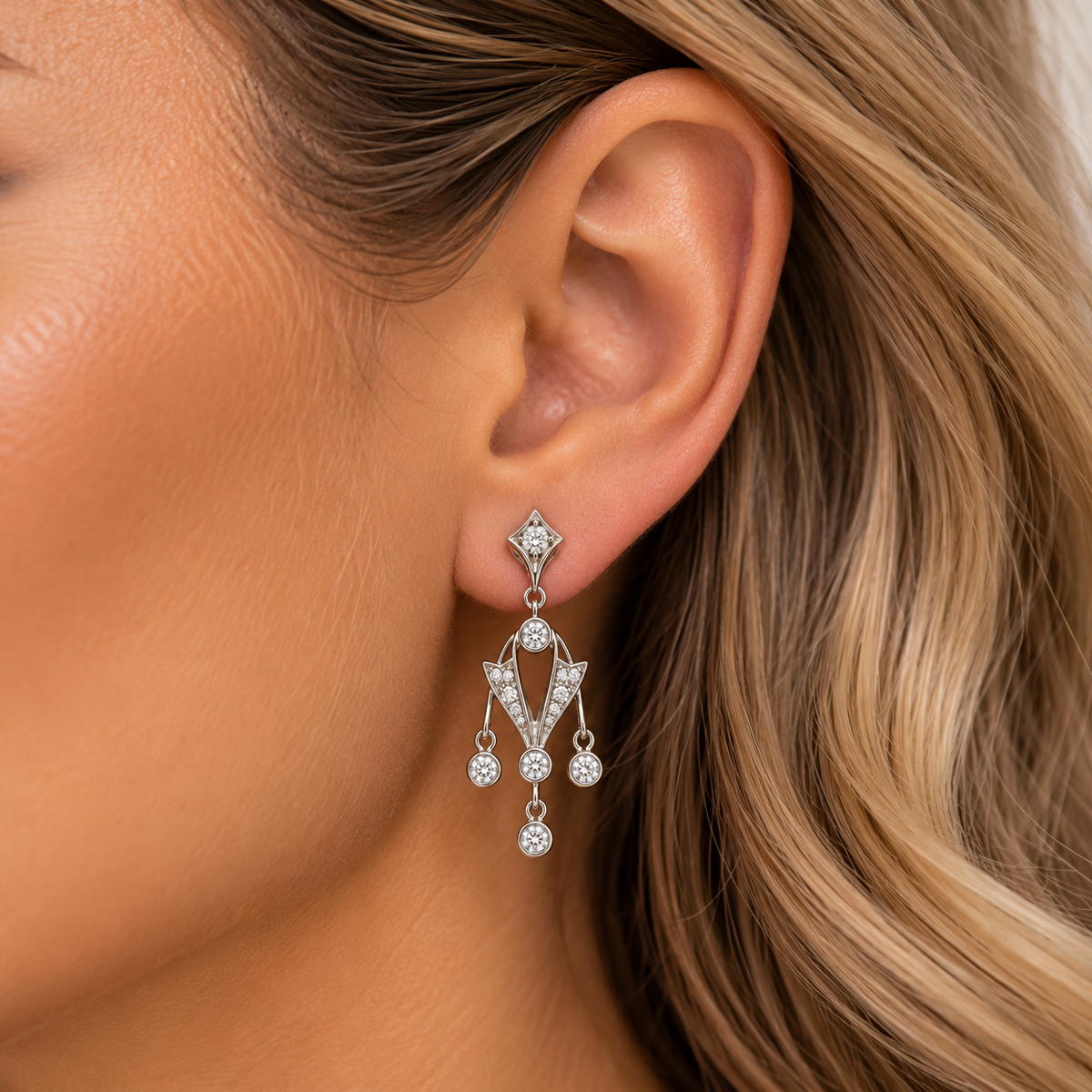 .45ctw Vintage-Inspired Diamond Chandelier Earrings
