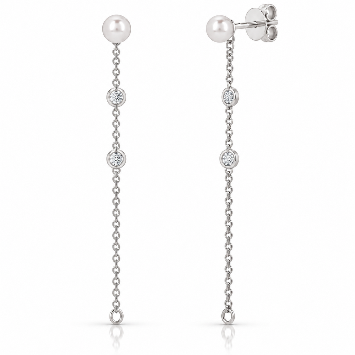 Pearl & Diamond Convertible Chain Drop Earrings
