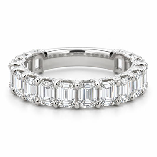 3.79 CTW Emerald Cut Lab Grown Diamond Wedding Band in 14K Gold