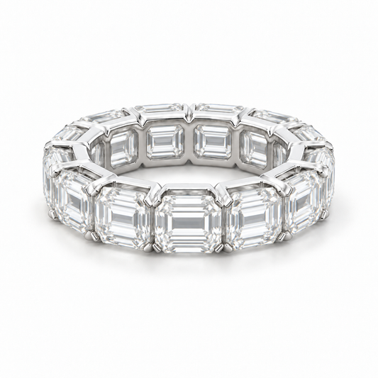 7.09 CTW East-West Emerald Cut Lab Grown Diamond Eternity Band in 18K White Gold