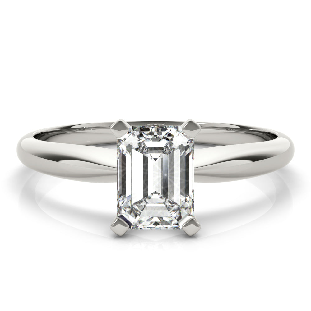 14K White Gold Emerald Cut Diamond Solitaire Engagement Ring (1ctw)