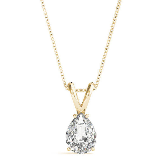 14K Yellow Gold Pear Shape Diamond Solitaire Pendant (1ct)