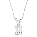 14K White Gold Emerald Cut Diamond Solitaire Pendant (1ct)