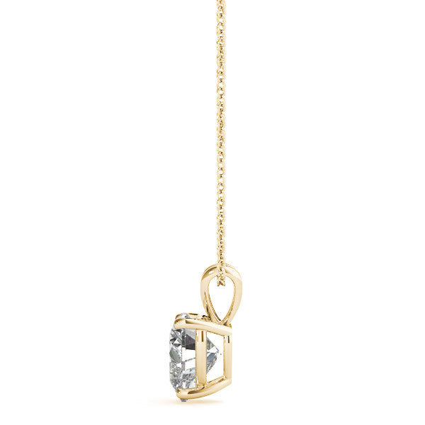 14K Yellow Gold Heart Shape Diamond Solitaire Pendant (1ct)