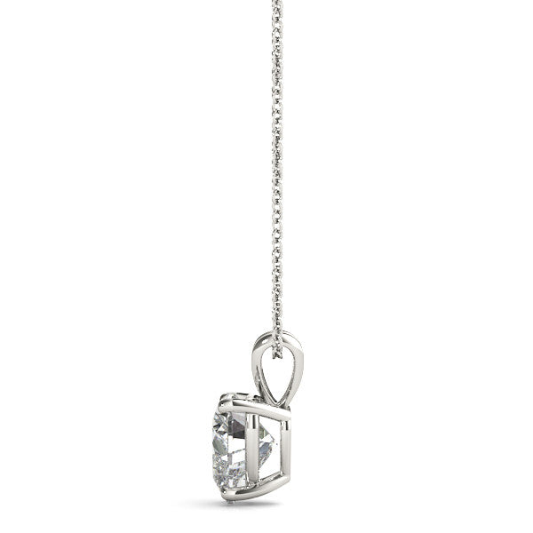 14K White Gold Heart Shape Diamond Solitaire Pendant (1ct)