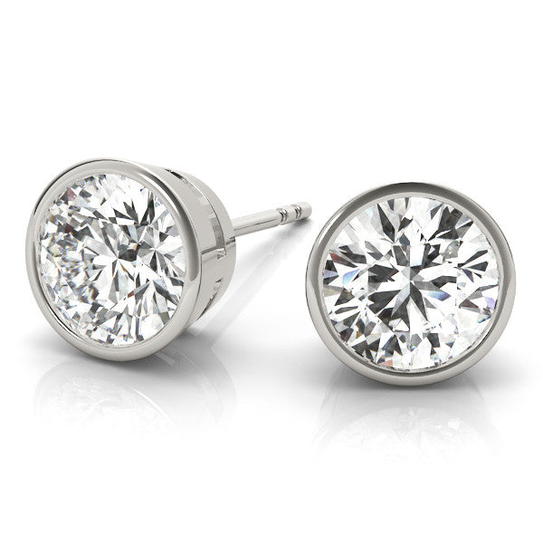 Bezel Set Round Brilliant Lab-Grown Diamond Stud Earrings