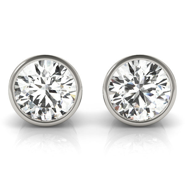 Bezel Set Round Brilliant Lab-Grown Diamond Stud Earrings