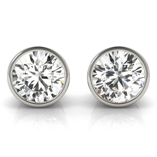 Bezel Set Round Brilliant Lab-Grown Diamond Stud Earrings