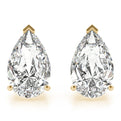 Yellow Gold Basket Set Pear Cut Lab-Grown Diamond Stud Earrings